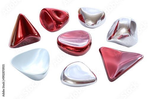 Abstract Red and Silver Sculptural Forms