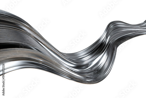 Abstract Metallic Wave on White Background