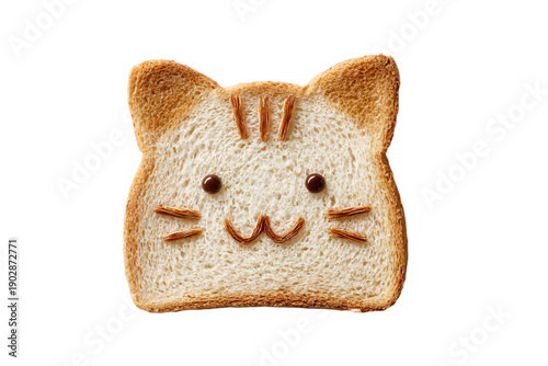 Cat Shaped Toast with Cute Face