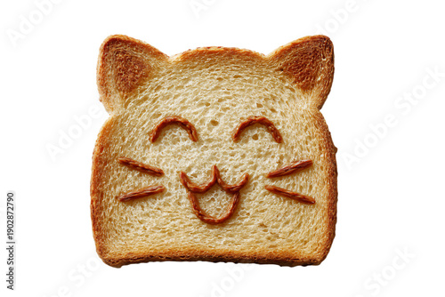 Cat Face Toast Against White Background