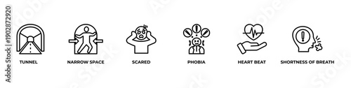 Claustrophobia banner web icon vector illustration concept with icon