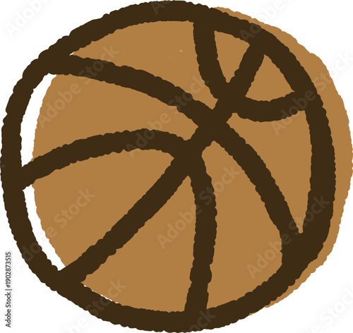 可愛いくてやさしいタッチの手書き風バスケットボールのイラスト