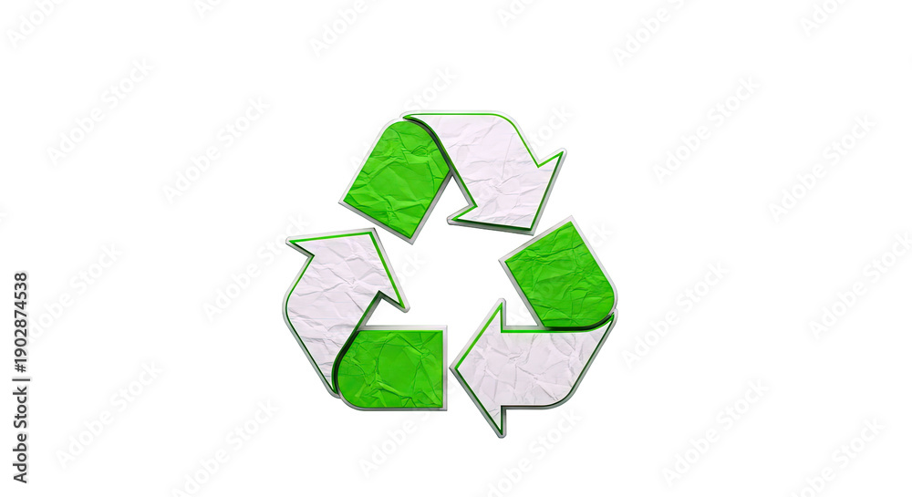 Obraz premium Recycling Symbol with Crumpled Paper Texture