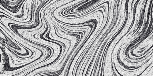 Swirling abstract marble-like texture in grayscale with fluid organic lines and speckled noise creating a sophisticated and versatile background for creative projects