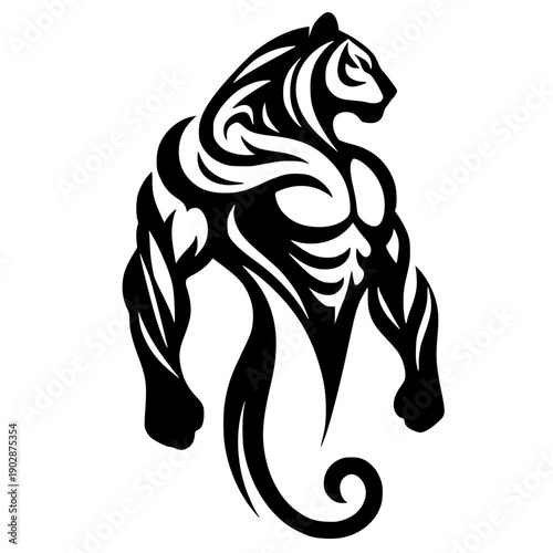Silhouette of a muscular tiger