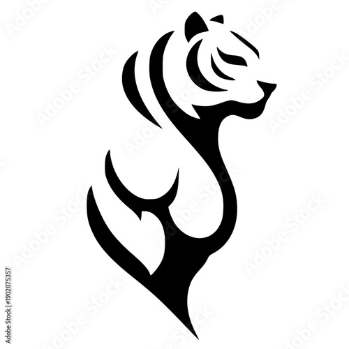 Silhouette of a muscular tiger