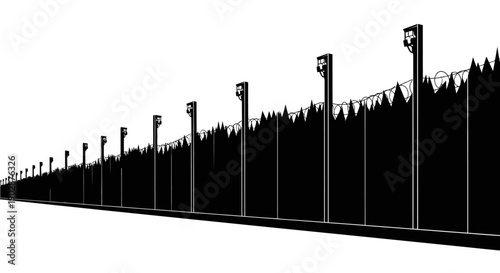 Vector silhouette of a sleek bullet train in motion viewed from the front