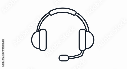 Vector illustration of a stereo music headset icon isolated on white background, representing a modern audio technology device for sound entertainment and studio DJ equipment