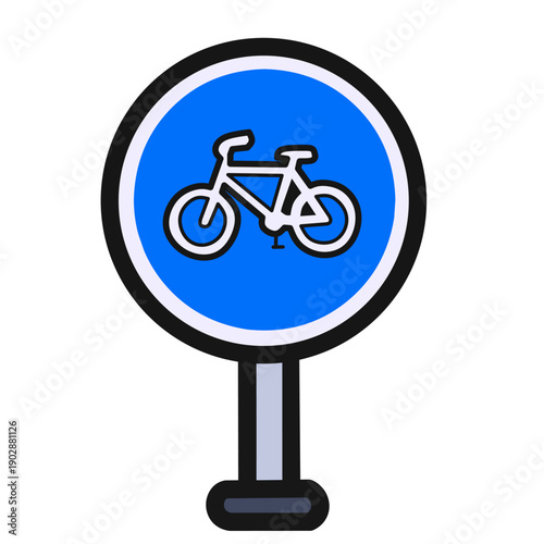 Bicycle Lane Sign in Flat Style for Urban Cycling