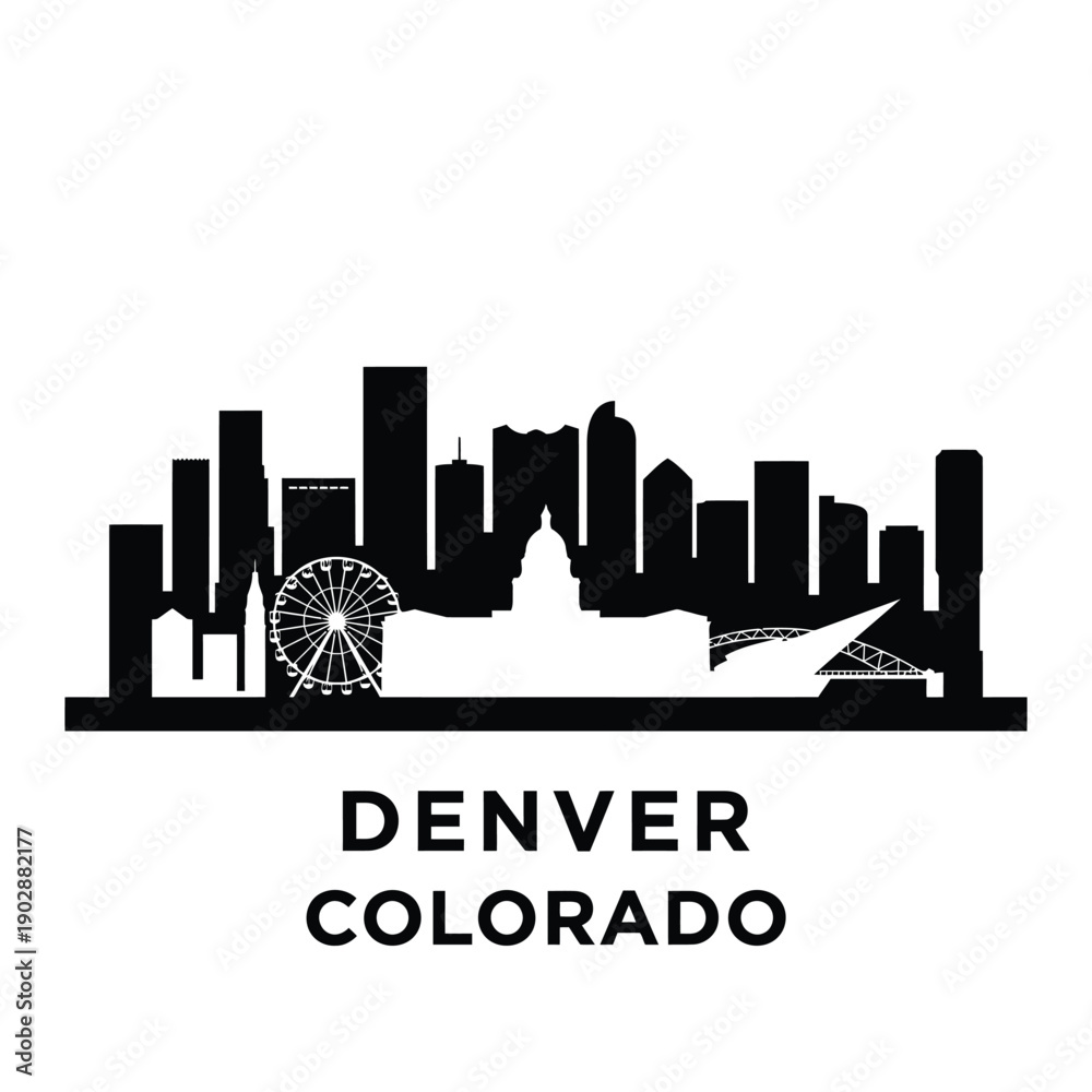 Fototapeta premium Silhouetted skyline of denver colorado featuring iconic buildings