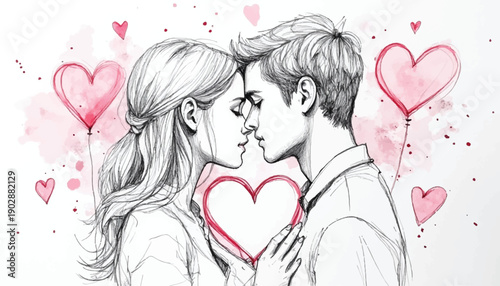 Romantic couple sharing a tender kiss.