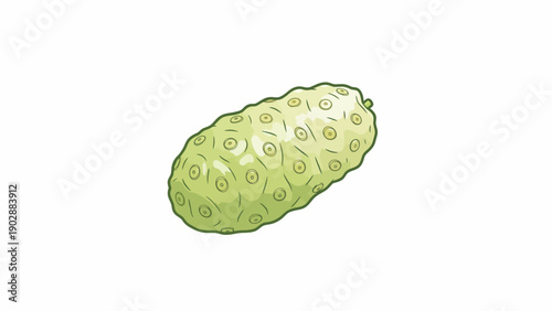 Vibrant cartoon illustration of a fresh noni fruit a tropical superfood known for its health