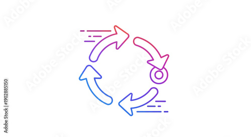 Dynamic Gradient Circular Arrow Loop Icon Representing Refresh Process or Continuous Workflow