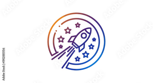 Dynamic Gradient Rocket Launch Icon Symbolizing Innovation and Progress Towards Stellar Goals