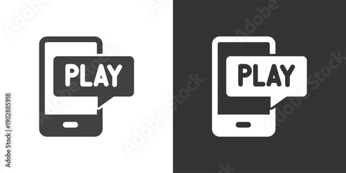Mobile Video Play icon. Solid glyph series icon