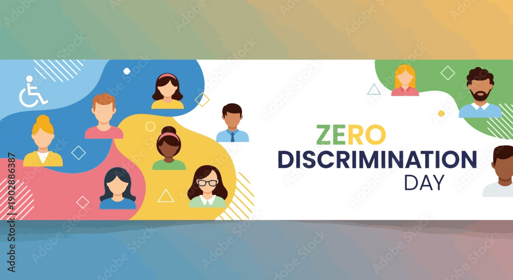 Obraz premium Diverse group of people celebrating Zero Discrimination Day together in a vibrant illustration