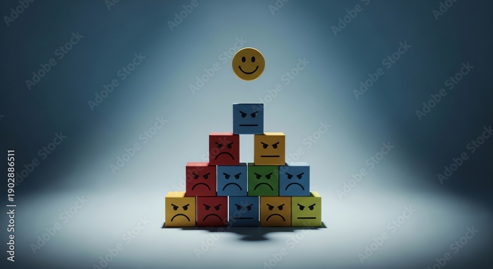 Obraz premium Emotions pyramid with happy face on top