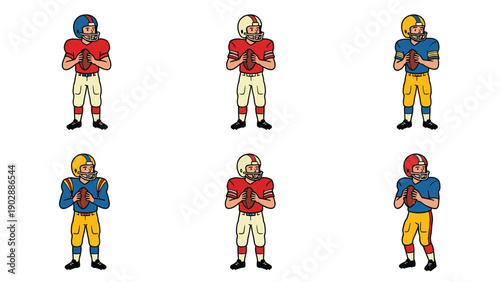 Vector Clipart: American Football Players in Various Team Colors
