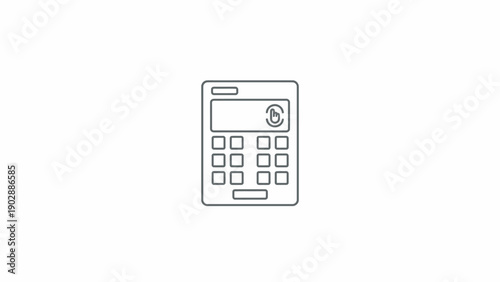 Outline graphic of a modern electronic calculator or point-of-sale device for financial transactions
