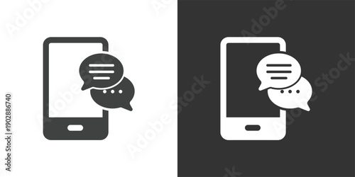 Mobile Message Chat icon. Solid glyph series icon