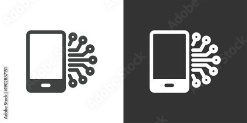 Mobile Circuit Technology icon. Solid glyph series icon