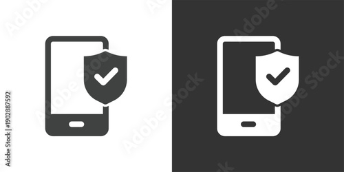 Mobile Security and Protection icon. Solid glyph series icon