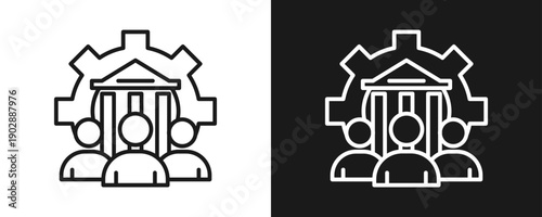Corporate Governance Icon Set Outline In White And Black Background