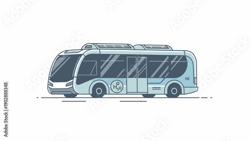 Modern hydrogen fuel cell bus with solar panels representing sustainable public transportation for