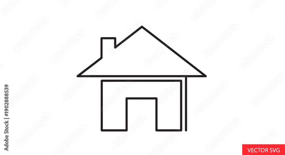 Fototapeta premium Simple House Icon Line Art, Minimalist Home Symbol, Vector Illustration
