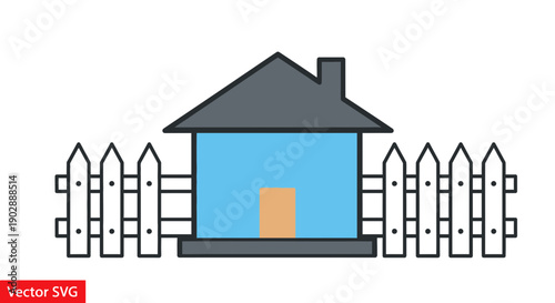 Simple House and Wooden Fence Icon