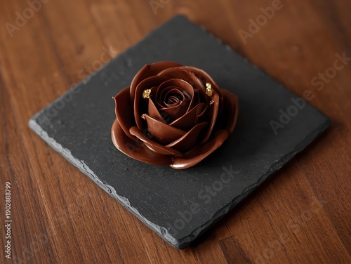 Wallpaper Mural Artistic handcrafted chocolate rose dessert sculpture on slate board with dramatic lighting gourmet pastry chef romantic fine dining concept
 Torontodigital.ca