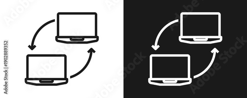 Data Portability Icon Set Outline In White And Black Background