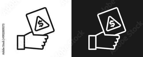 Penalty Icon Set Outline In White And Black Background