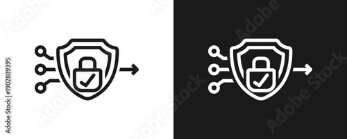 Siem Icon Set Outline In White And Black Background