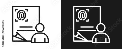 Biometric Data Icon Set Outline In White And Black Background