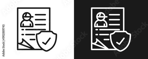 Child Consent Icon Set Outline In White And Black Background