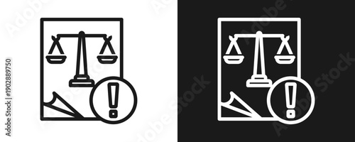 Lawsuit Icon Set Outline In White And Black Background