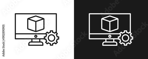 Virtualization Tools Icon Set Outline In White And Black Background