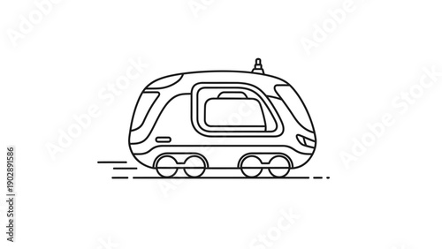 Sleek Futuristic Train Vector Line Art Icon Illustrating Modern High-Speed Public Transport