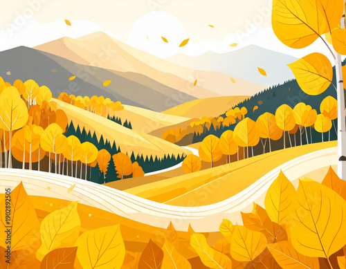 Vibrant Aspen Leaves in Autumn