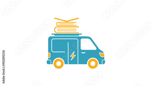 Electric mobile library van delivering knowledge and education on the move swiftly