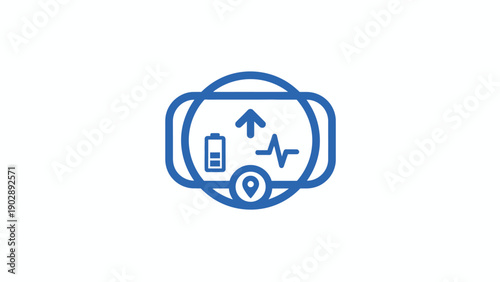 Modern augmented reality interface monitoring health, location, battery, and performance status