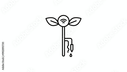 Innovative smart farming icon representing green technology and wireless irrigation systems solution