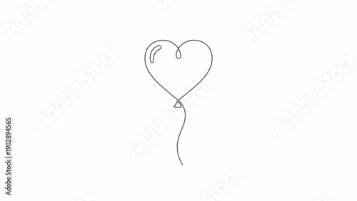 Minimalist continuous line art drawing of a heart balloon perfect for celebrating love and romance