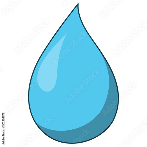 Cartoon Style Water Drop Blue Shiny Illustration Graphic Element