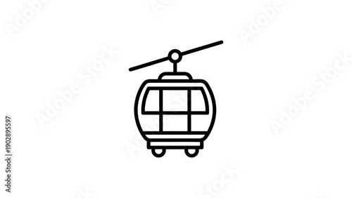 Minimalist cable car outline icon transportation concept for mountain travel and ski resorts