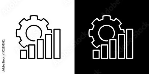 Modern vector icon illustrating business growth through data analysis and technological process optimization. Symbolizing efficiency, progress, and performance improvement