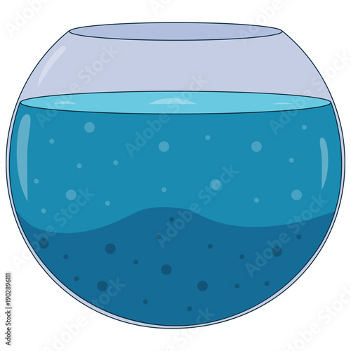 Cartoon Fishbowl Aquarium Illustration Filled with Blue Liquid Water