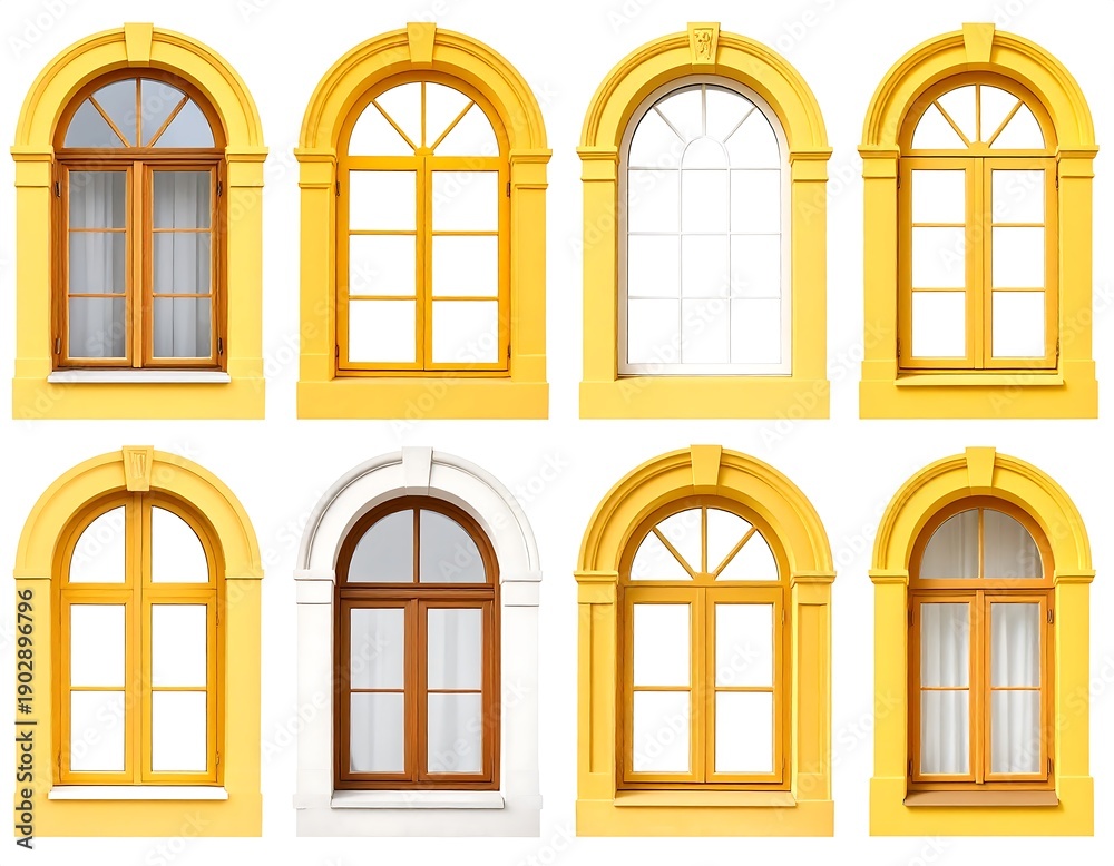 Obraz premium Yellow and white arch windows