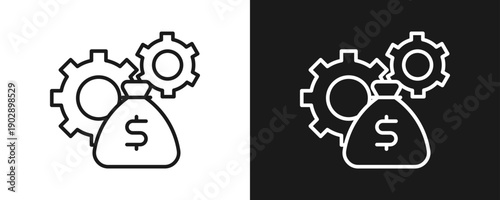 Money Management Icon Set Outline In White And Black Background